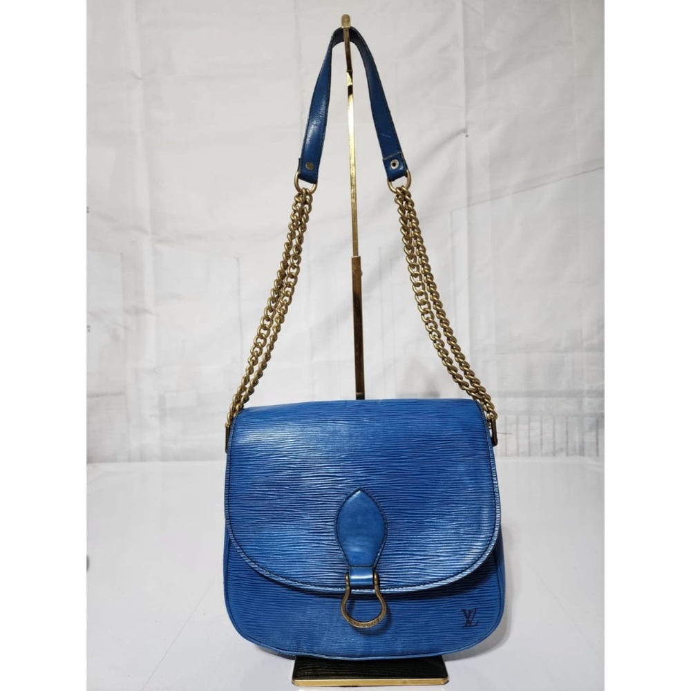 Authentic LOUIS VUITTON Epi Saint Cloud GM Shoulder Bag Blue